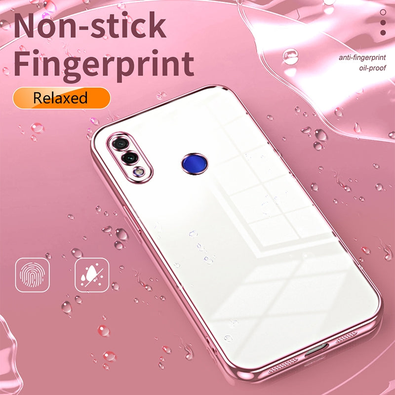 Xiaomi Redmi Note 7 Transparent Fine Hole Phone Case - Crystal Clear Vacuum Plating, Anti-Fingerprint, Shock-Absorbing TPU Frame