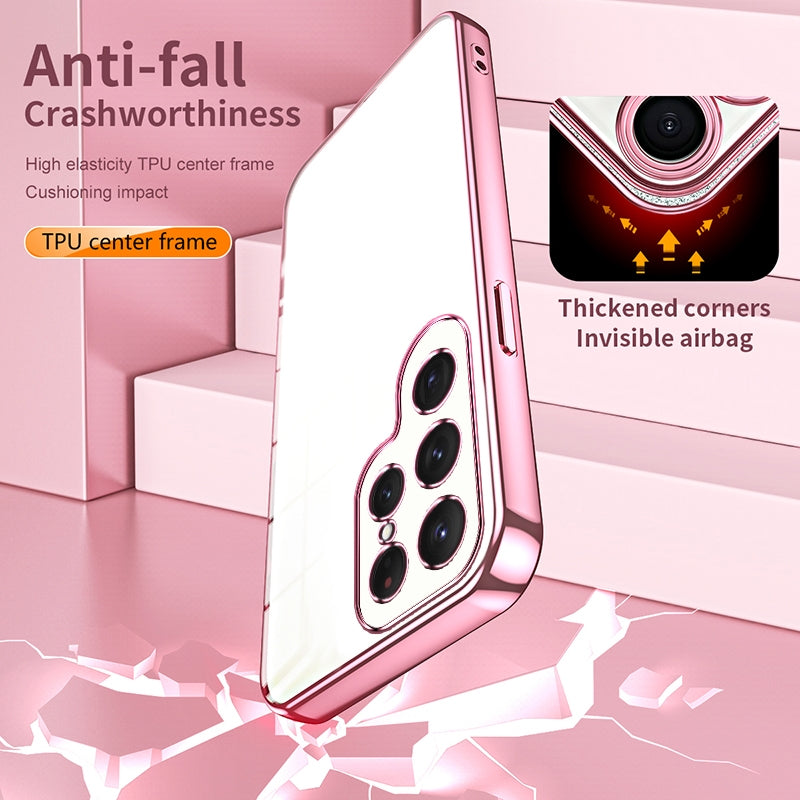 Samsung Galaxy S24 Ultra 5G Transparent Fine Hole Phone Case - Crystal Clear Vacuum Plating, Anti-Fingerprint, Shock-Absorbing TPU Frame-casify.uk