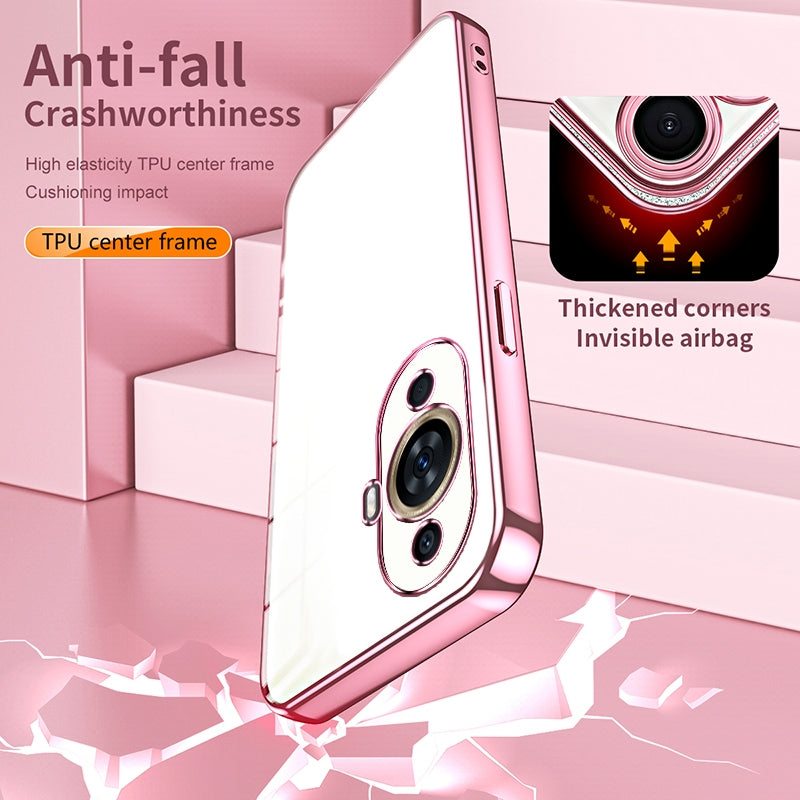 Huawei nova 11 Transparent Fine Hole Phone Case - Crystal Clear Vacuum Plating, Anti-Fingerprint, Shock-Absorbing TPU Frame