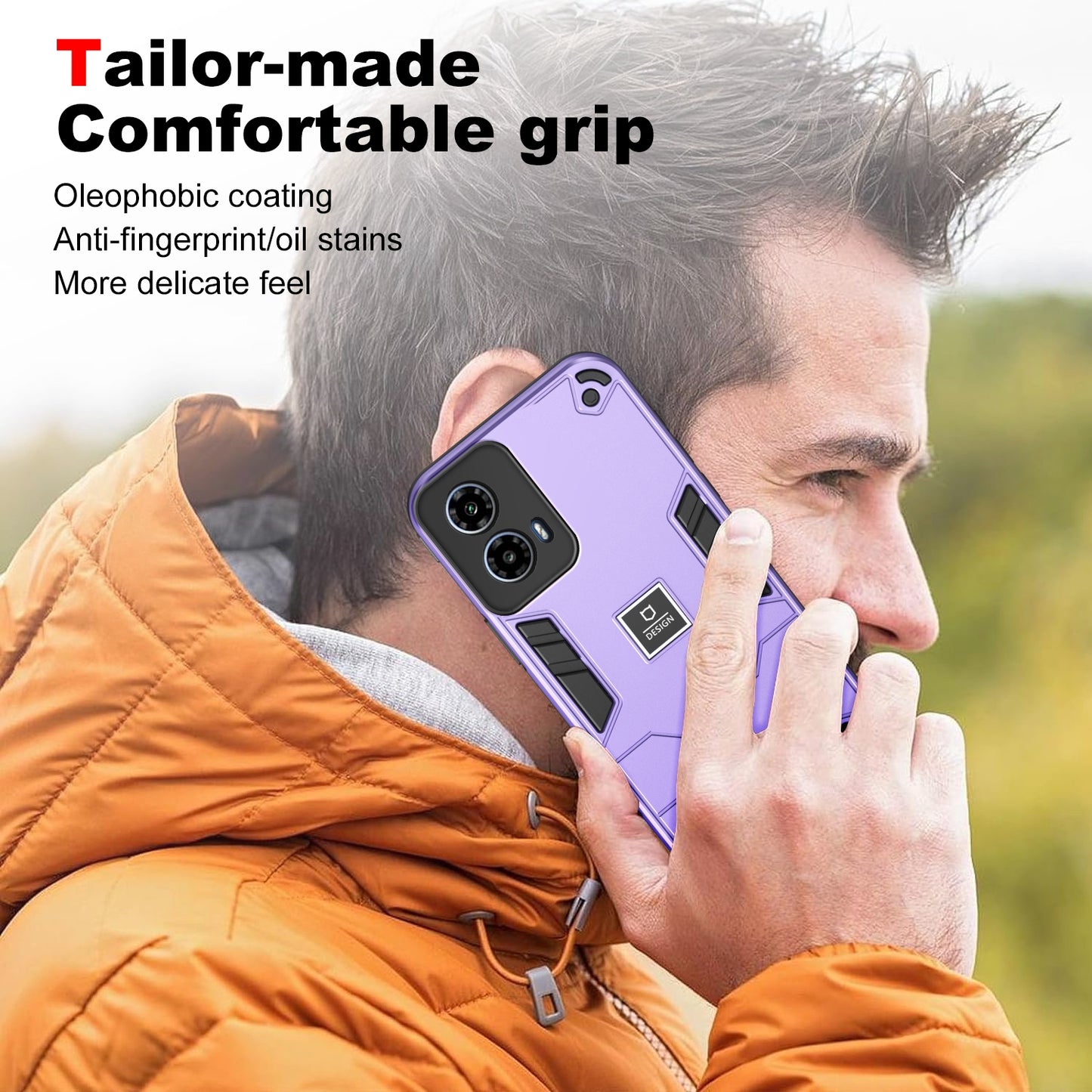 Motorola Moto G34 2 in 1 Shockproof Phone Case, Rugged TPU+PC, Oil-Proof & Fingerprint Resistant, with Magnet-Ready