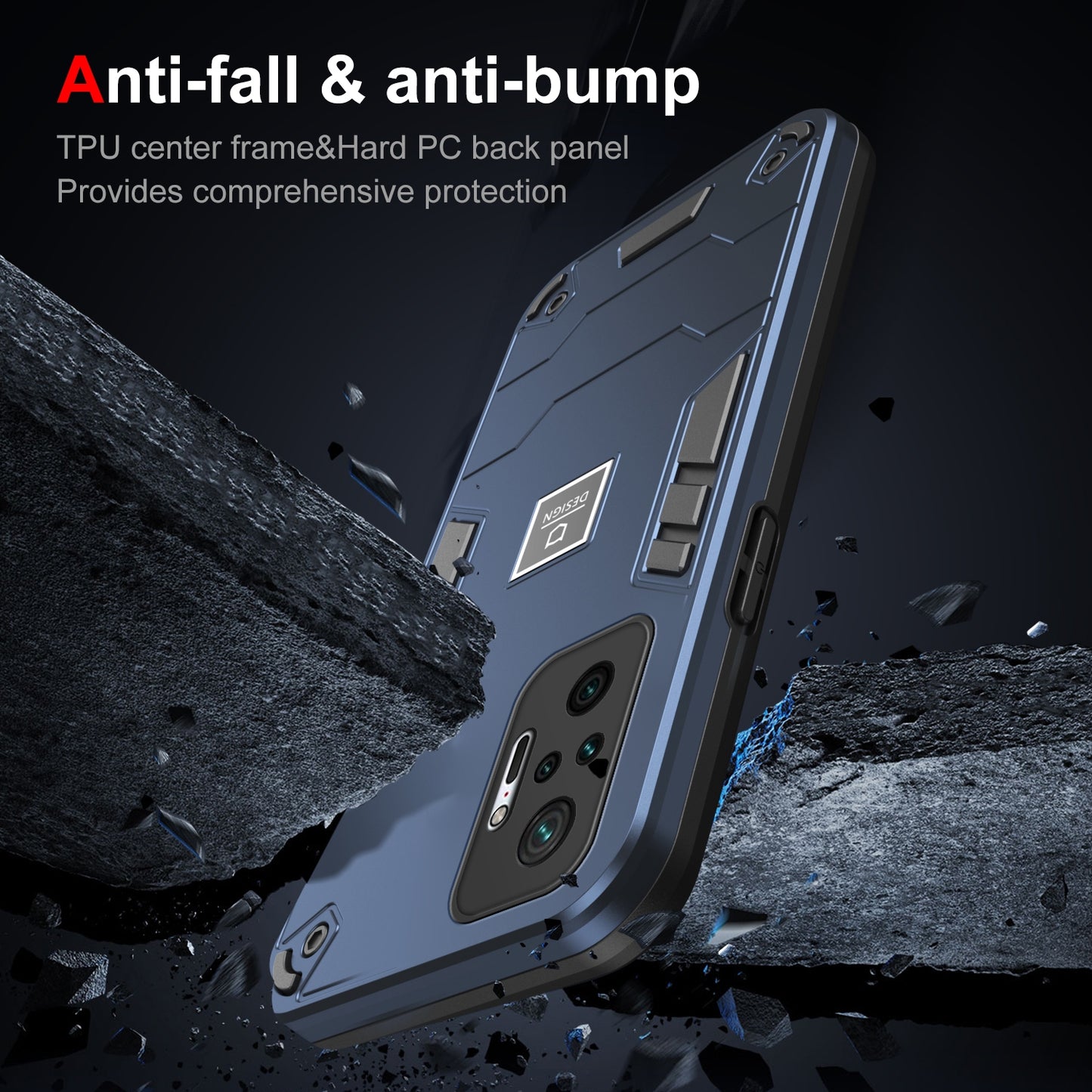 Xiaomi Redmi Note 10 Pro 4G 2 in 1 Shockproof Phone Case, Rugged TPU+PC, Oil-Proof & Fingerprint Resistant, with Magnet-Ready