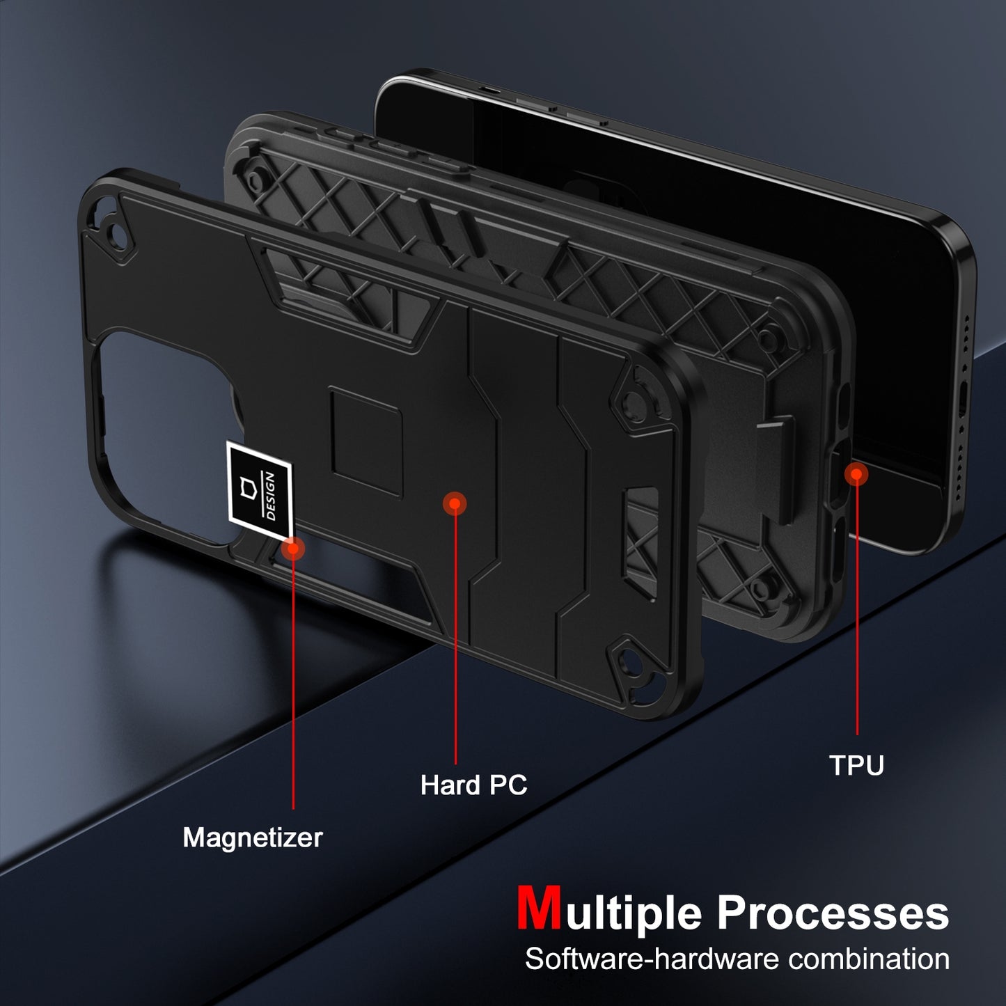 Xiaomi Redmi Note 11 4G Global 2 in 1 Shockproof Phone Case, Rugged TPU+PC, Oil-Proof & Fingerprint Resistant, with Magnet-Ready