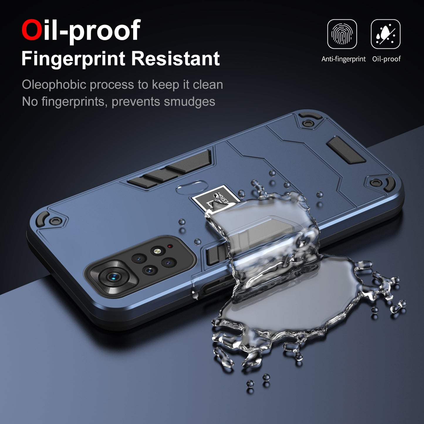 Xiaomi Redmi Note 11 4G Global 2 in 1 Shockproof Phone Case, Rugged TPU+PC, Oil-Proof & Fingerprint Resistant, with Magnet-Ready