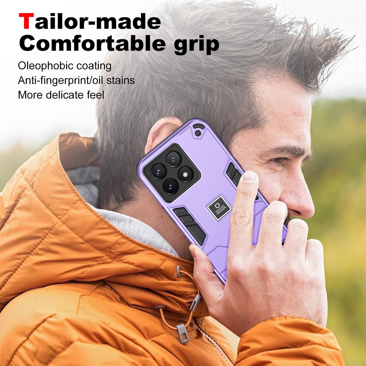Xiaomi Poco X6 Pro 5G 2 in 1 Shockproof Phone Case, Rugged TPU+PC, Oil-Proof & Fingerprint Resistant, with Magnet-Ready