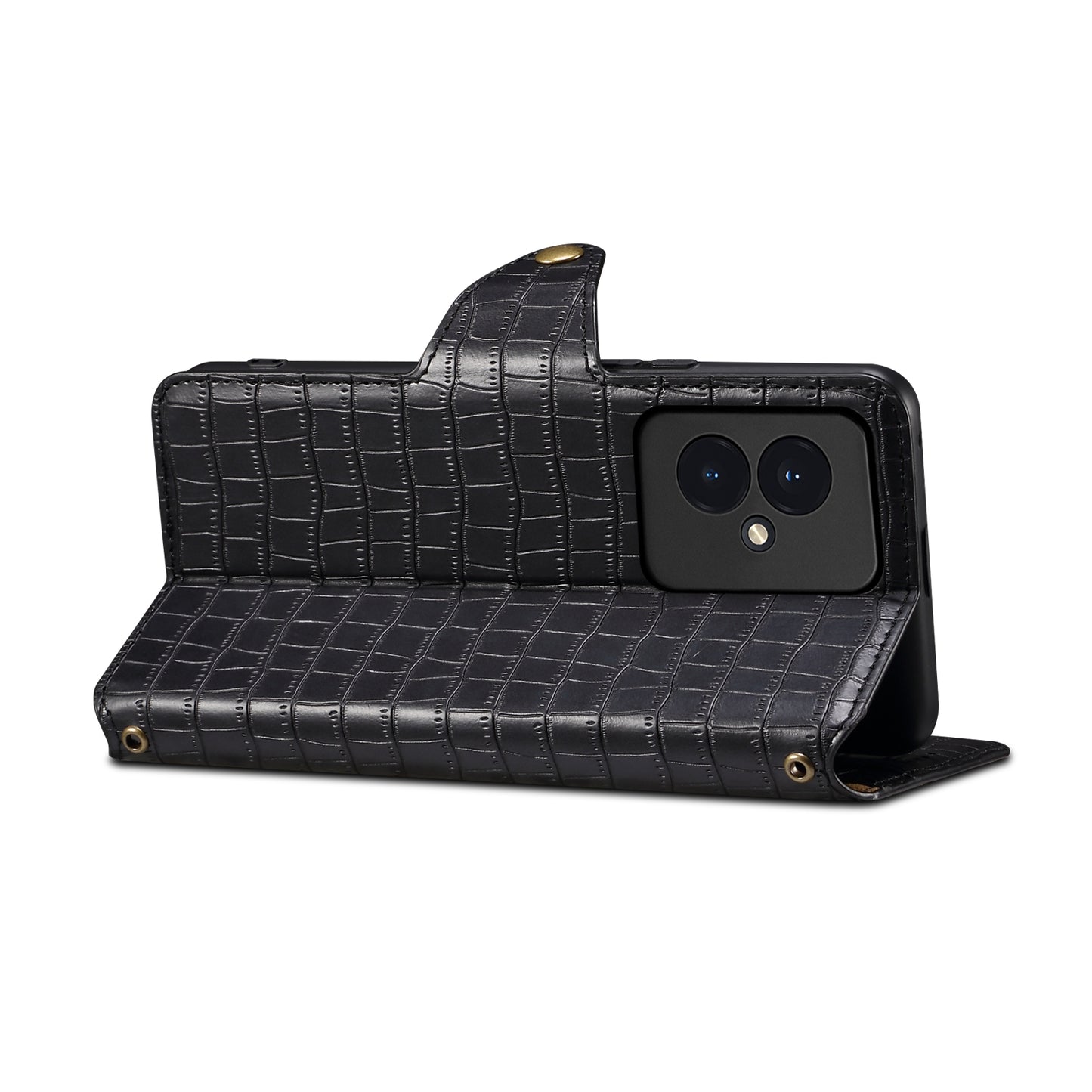 Honor 100 Denior Crocodile Texture Oil Edge Leather Phone Case with Card Wallet and Kickstand