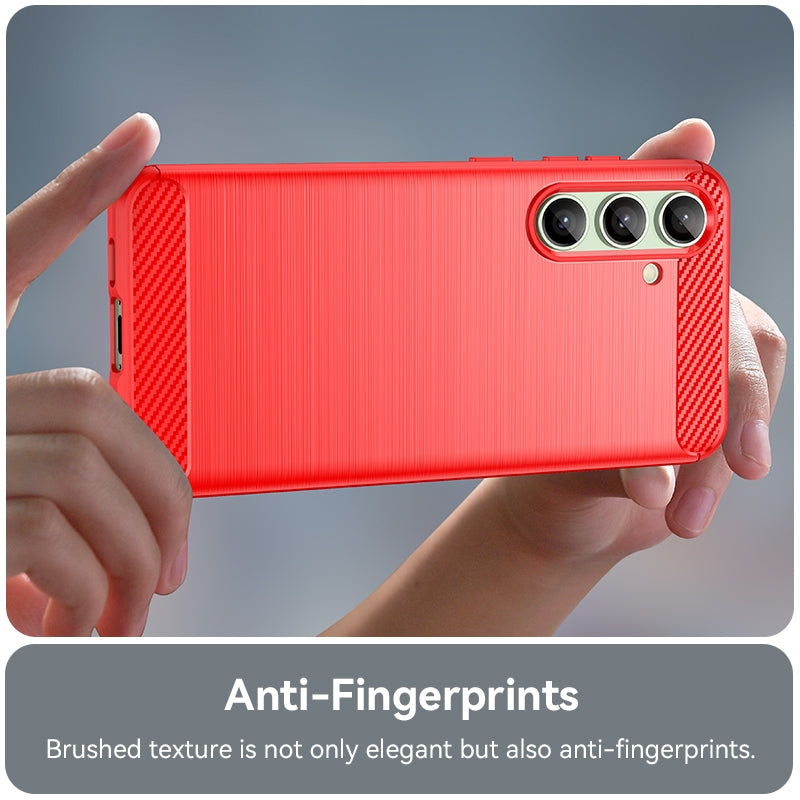 Samsung Galaxy S24 FE 5G Carbon Fiber Brushed Texture TPU Protective Phone Case Shockproof Slim Cover