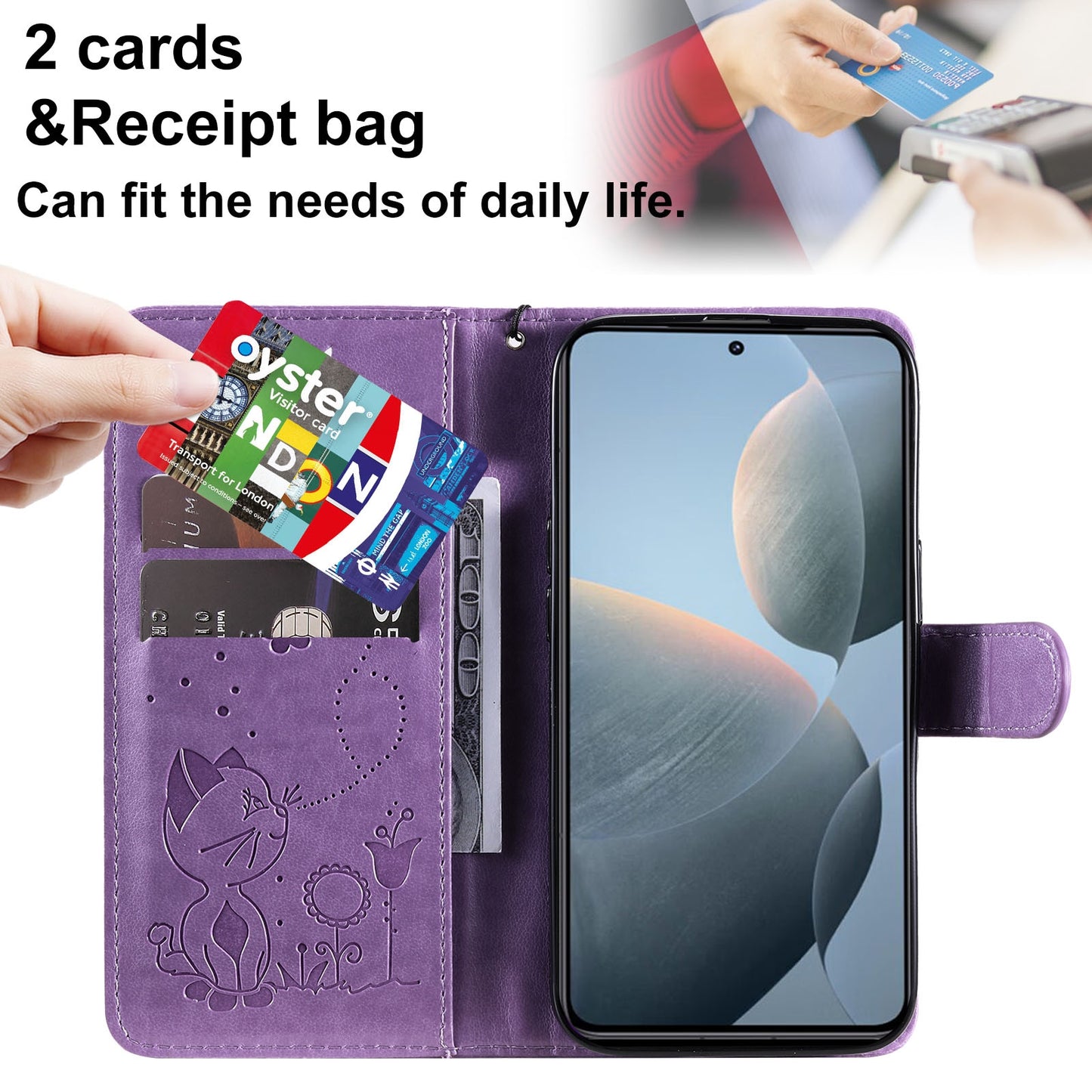 For Xiaomi 14T Cat and Bee Embossed Flip Leather Phone Case Wallet Cover with Card Slots Cash Pocket Magnetic Stand Protective Shockproof TPU PU Leather Case with Wrist Strap