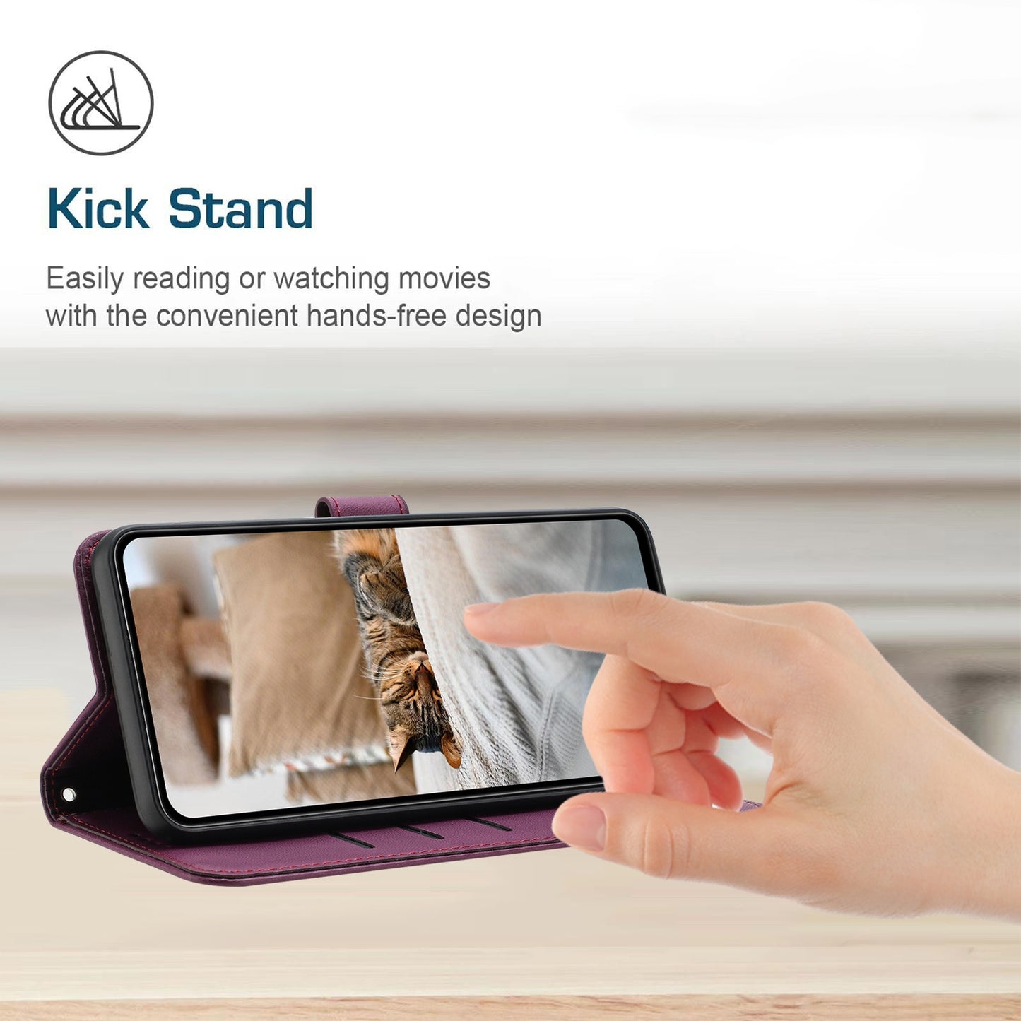 Xiaomi Poco M6 5G Embossed Kitten PU Leather Wallet Case with Card Slots, Cash Pocket, Kickstand Function, Wrist Lanyard Strap, Full Protective TPU Flip Cover