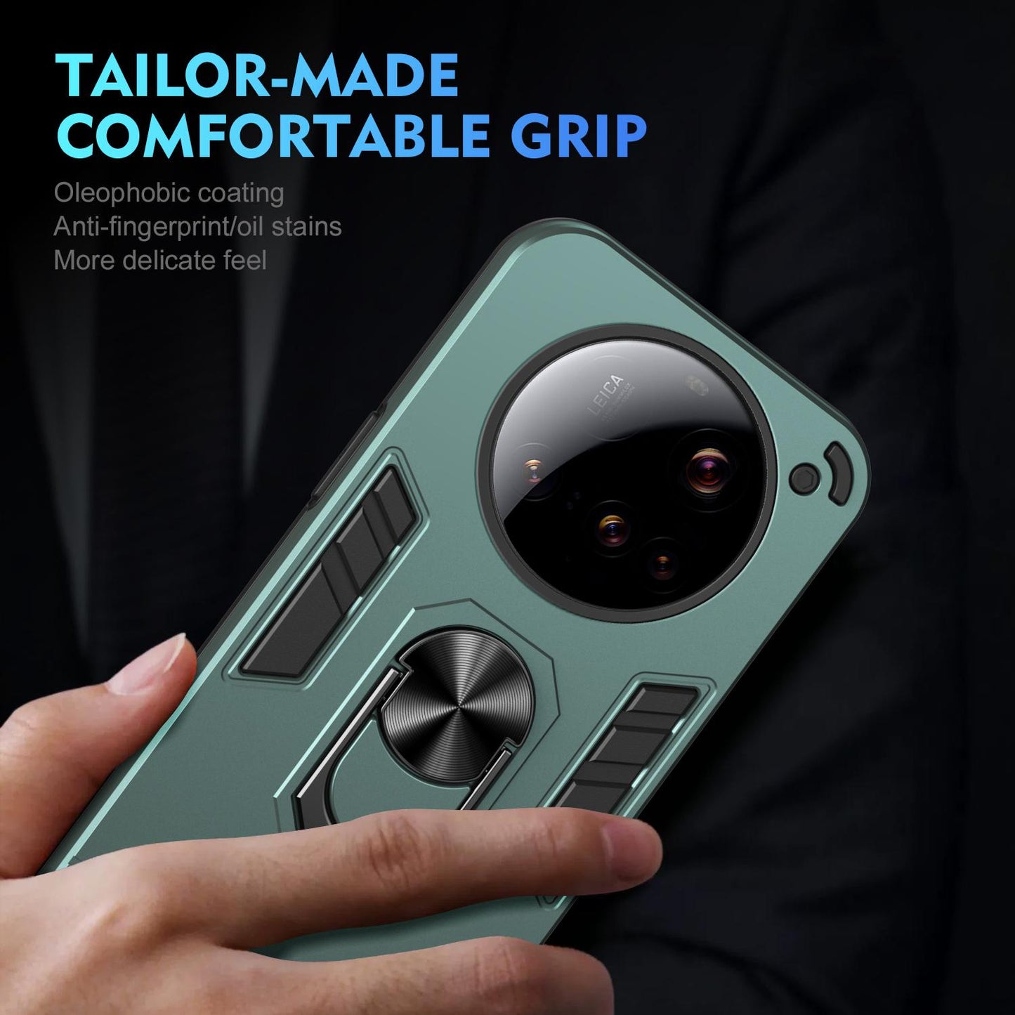 Xiaomi 15 Ultra Shockproof Metal Ring Holder Phone Case with 360 degrees Rotating Kickstand, Ultra Slim Protective Cover, Raised Camera Guard, PC Silicone Armour Shell, Anti-Scratch Back & Edge Protection