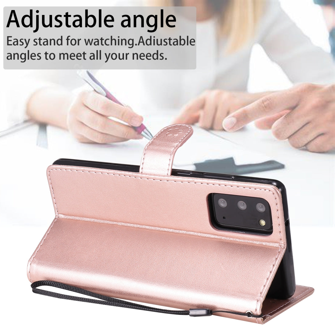 For Samsung Galaxy Note 20 Cat and Bee Embossed Flip Leather Phone Case Wallet Cover with Card Slots Cash Pocket Magnetic Stand Protective Shockproof TPU PU Leather Case with Wrist Strap