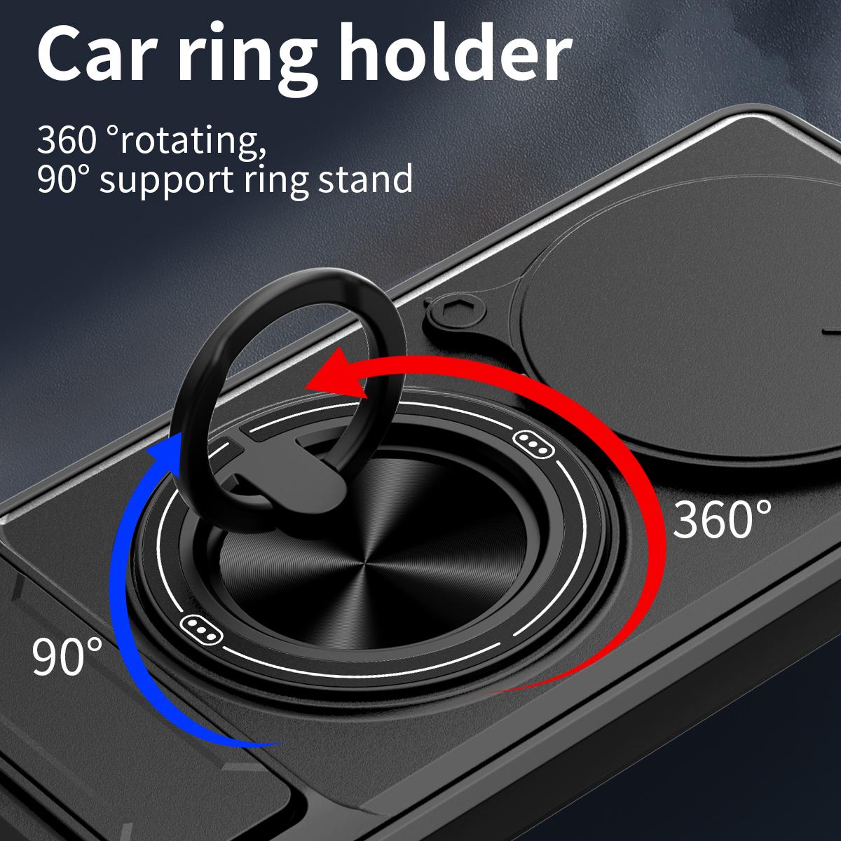 Honor X60 Pro Multifunctional Magnetic Shockproof Phone Case with Sliding Lens Window Stand Cover