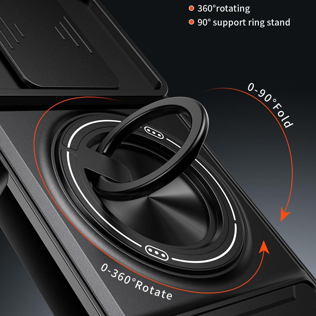 Honor X9 Multifunctional Magnetic Shockproof Phone Case with Sliding Lens Window Stand Cover