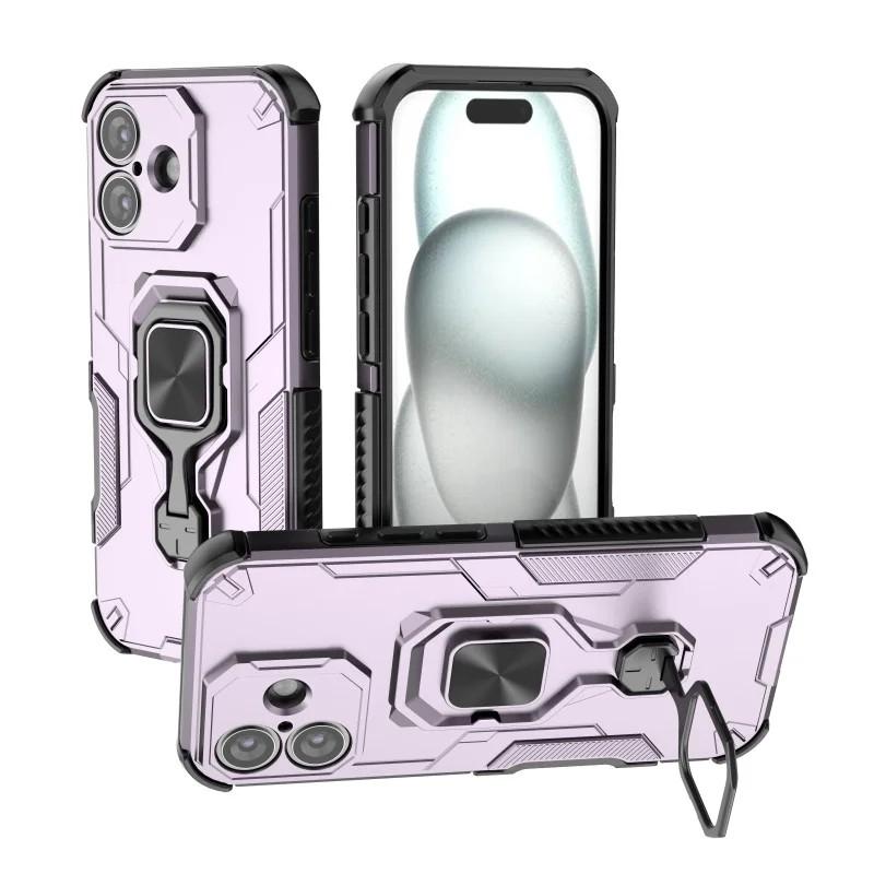 iPhone 16 PU Leather Wallet Phone Case with Metal Kickstand, Card Holder, Cash Pocket, Wrist Strap, Shockproof TPU Protective Cover & Screen Protector