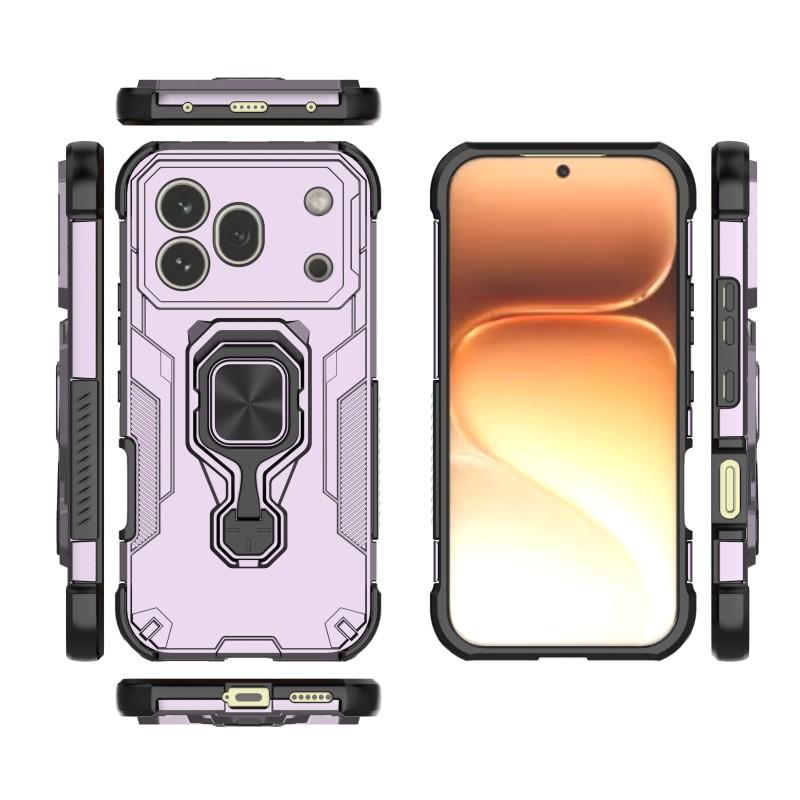 Honor 600 Pro PU Leather Wallet Phone Case with Metal Kickstand, Card Holder, Cash Pocket, Wrist Strap, Shockproof TPU Protective Cover & Screen Protector