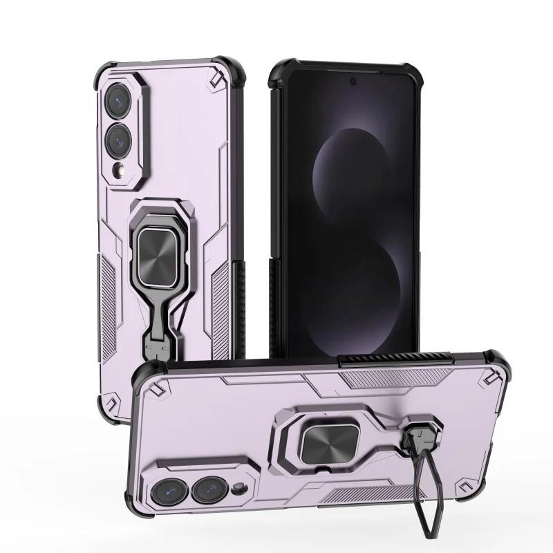 Samsung Galaxy S25 Edge 5G PU Leather Wallet Phone Case with Metal Kickstand, Card Holder, Cash Pocket, Wrist Strap, Shockproof TPU Protective Cover & Screen Protector