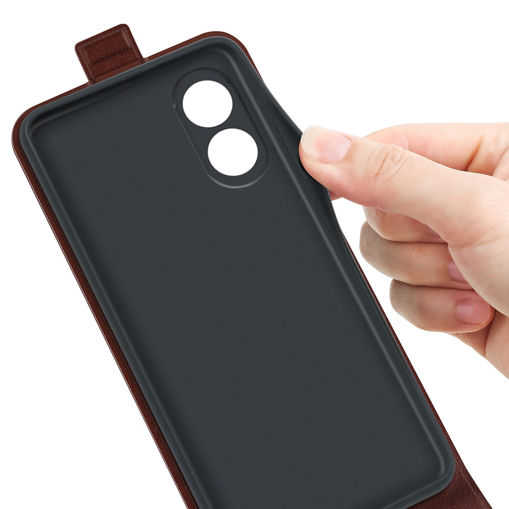 OPPO Reno8 T 5G Texture Vertical Flip Leather Wallet Case with Card Slot, PU TPU Shockproof Protective Cover, Anti-Drop Magnetic Folio Phone Case