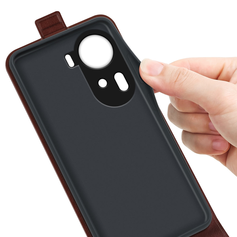 OPPO Reno11 5G Texture Vertical Flip Leather Wallet Case with Card Slot, PU TPU Shockproof Protective Cover, Anti-Drop Magnetic Folio Phone Case