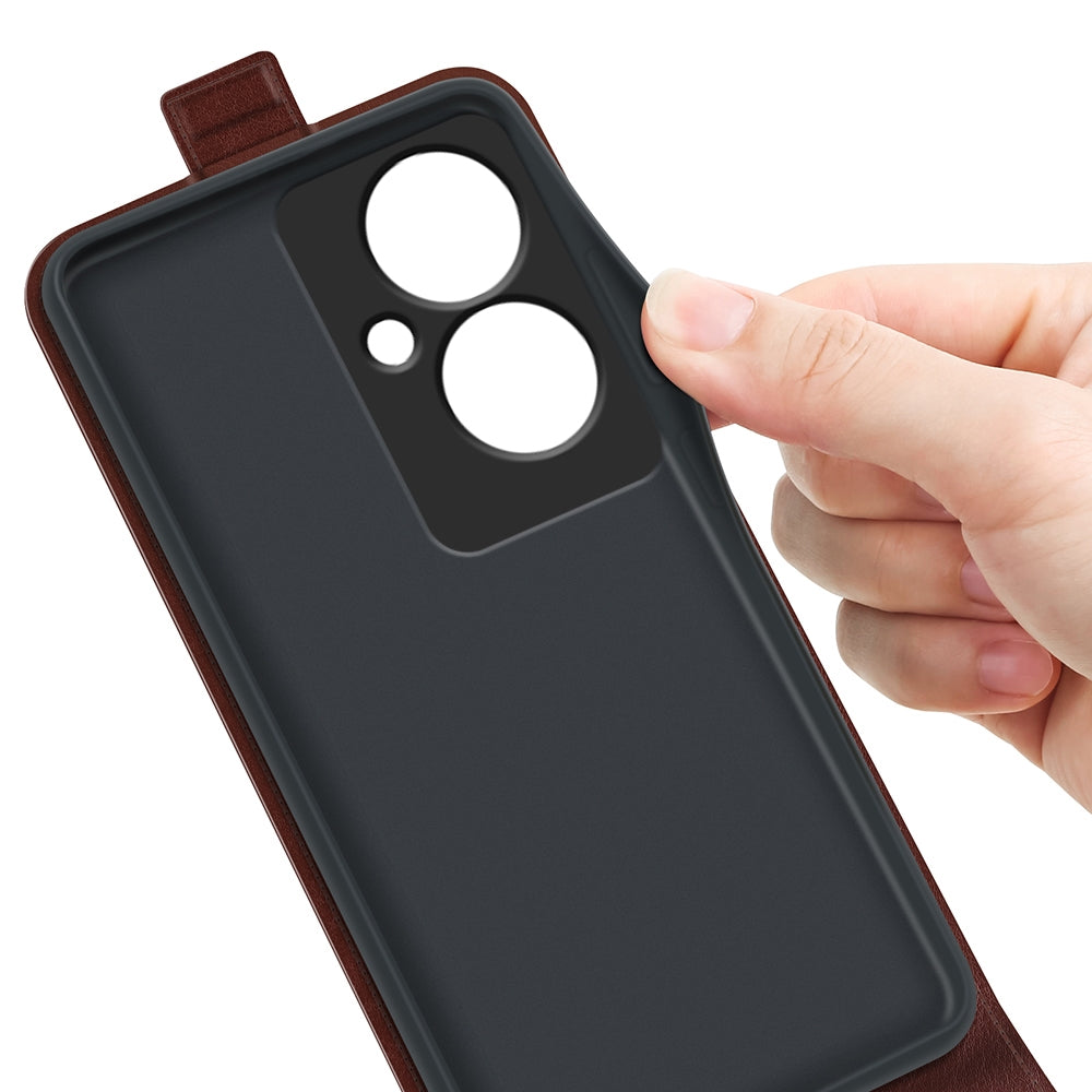 OPPO Reno11 F 5G Texture Vertical Flip Leather Wallet Case with Card Slot, PU TPU Shockproof Protective Cover, Anti-Drop Magnetic Folio Phone Case