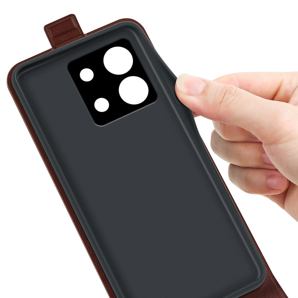 Xiaomi Redmi Note 13 Texture Vertical Flip Leather Wallet Case with Card Slot, PU TPU Shockproof Protective Cover, Anti-Drop Magnetic Folio Phone Case
