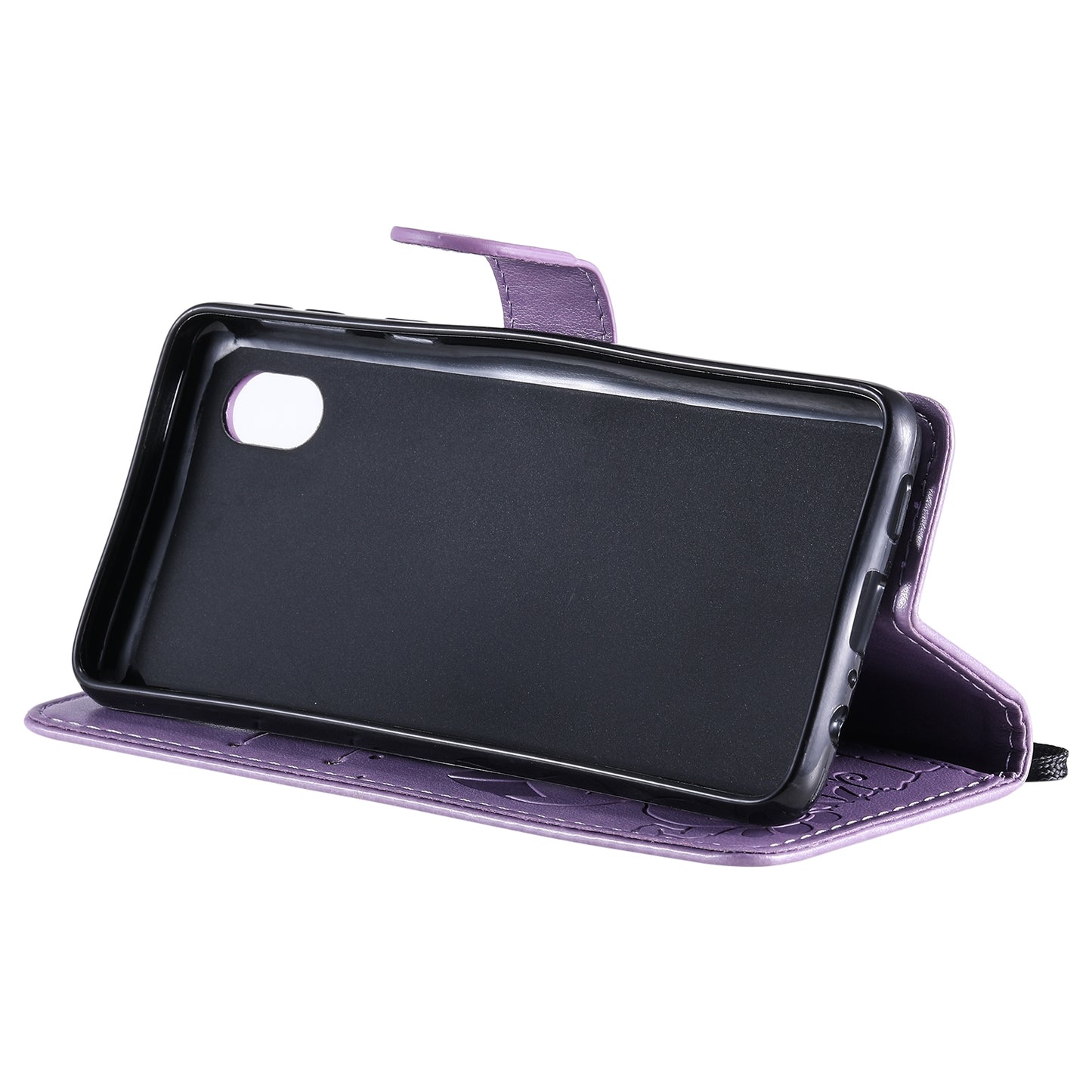 For Samsung Galaxy A01 Core Cat and Bee Embossed Flip Leather Phone Case Wallet Cover with Card Slots Cash Pocket Magnetic Stand Protective Shockproof TPU PU Leather Case with Wrist Strap