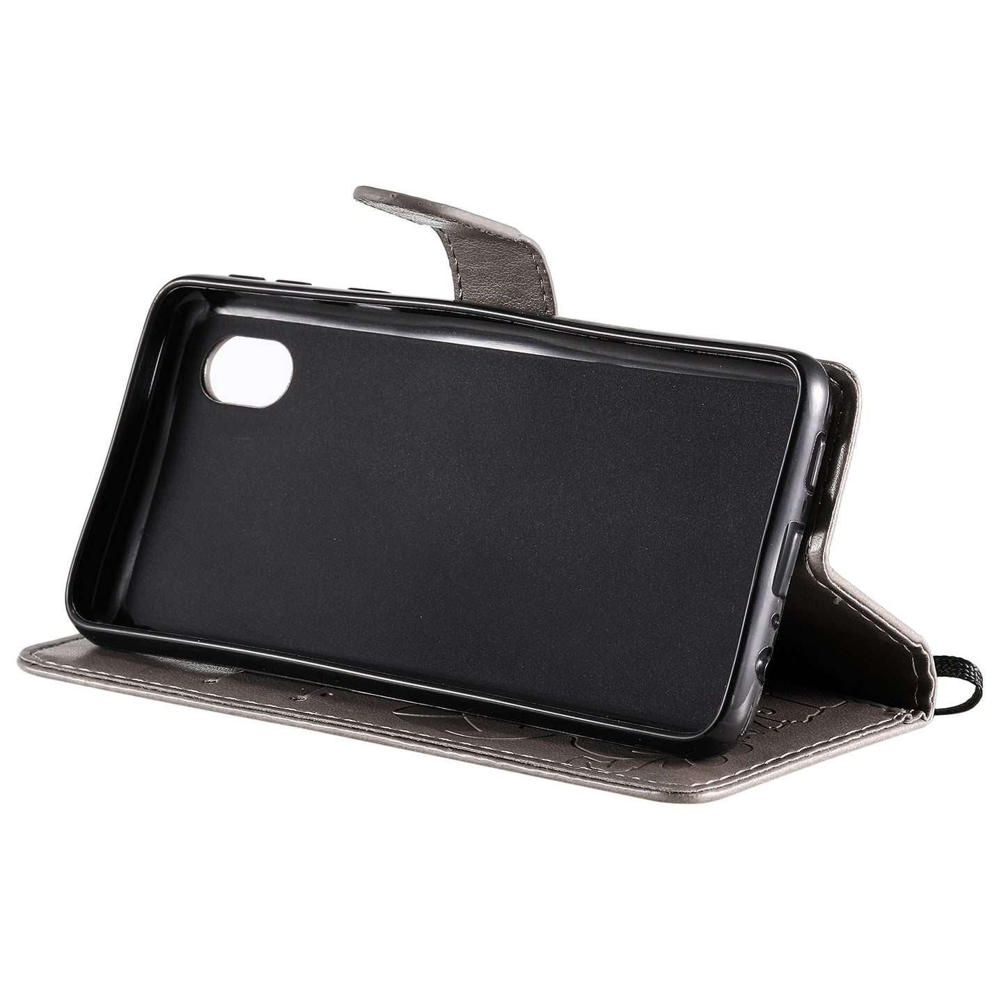 For Samsung Galaxy A01 Core Cat and Bee Embossed Flip Leather Phone Case Wallet Cover with Card Slots Cash Pocket Magnetic Stand Protective Shockproof TPU PU Leather Case with Wrist Strap