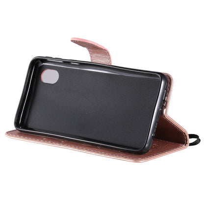 For Samsung Galaxy A01 Core Cat and Bee Embossed Flip Leather Phone Case Wallet Cover with Card Slots Cash Pocket Magnetic Stand Protective Shockproof TPU PU Leather Case with Wrist Strap