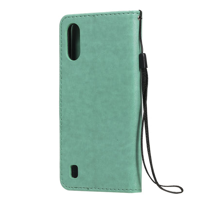 For Samsung Galaxy A01 Cat and Bee Embossed Flip Leather Phone Case Wallet Cover with Card Slots Cash Pocket Magnetic Stand Protective Shockproof TPU PU Leather Case with Wrist Strap