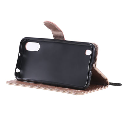 For Samsung Galaxy A01 Cat and Bee Embossed Flip Leather Phone Case Wallet Cover with Card Slots Cash Pocket Magnetic Stand Protective Shockproof TPU PU Leather Case with Wrist Strap