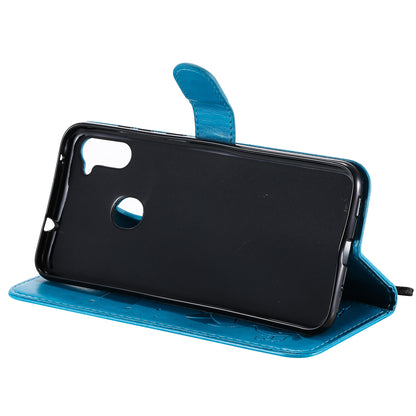 For Samsung Galaxy A11 Cat and Bee Embossed Flip Leather Phone Case Wallet Cover with Card Slots Cash Pocket Magnetic Stand Protective Shockproof TPU PU Leather Case with Wrist Strap