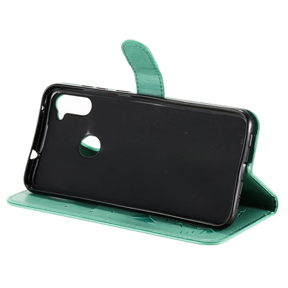 For Samsung Galaxy A11 Cat and Bee Embossed Flip Leather Phone Case Wallet Cover with Card Slots Cash Pocket Magnetic Stand Protective Shockproof TPU PU Leather Case with Wrist Strap