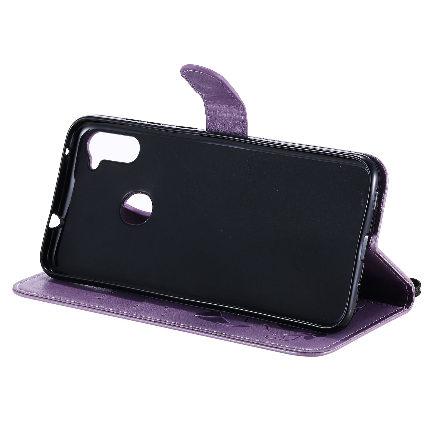 For Samsung Galaxy A11 Cat and Bee Embossed Flip Leather Phone Case Wallet Cover with Card Slots Cash Pocket Magnetic Stand Protective Shockproof TPU PU Leather Case with Wrist Strap