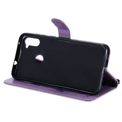 For Samsung Galaxy A11 Cat and Bee Embossed Flip Leather Phone Case Wallet Cover with Card Slots Cash Pocket Magnetic Stand Protective Shockproof TPU PU Leather Case with Wrist Strap
