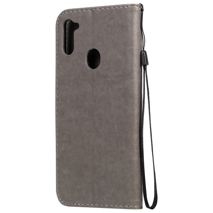 For Samsung Galaxy A11 Cat and Bee Embossed Flip Leather Phone Case Wallet Cover with Card Slots Cash Pocket Magnetic Stand Protective Shockproof TPU PU Leather Case with Wrist Strap