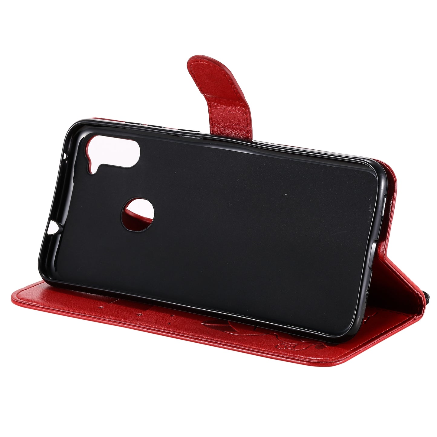 For Samsung Galaxy A11 Cat and Bee Embossed Flip Leather Phone Case Wallet Cover with Card Slots Cash Pocket Magnetic Stand Protective Shockproof TPU PU Leather Case with Wrist Strap