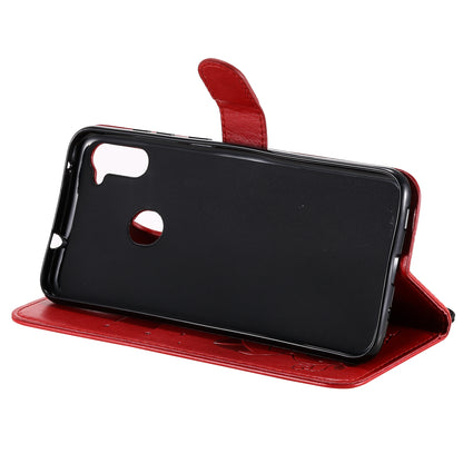 For Samsung Galaxy A11 Cat and Bee Embossed Flip Leather Phone Case Wallet Cover with Card Slots Cash Pocket Magnetic Stand Protective Shockproof TPU PU Leather Case with Wrist Strap
