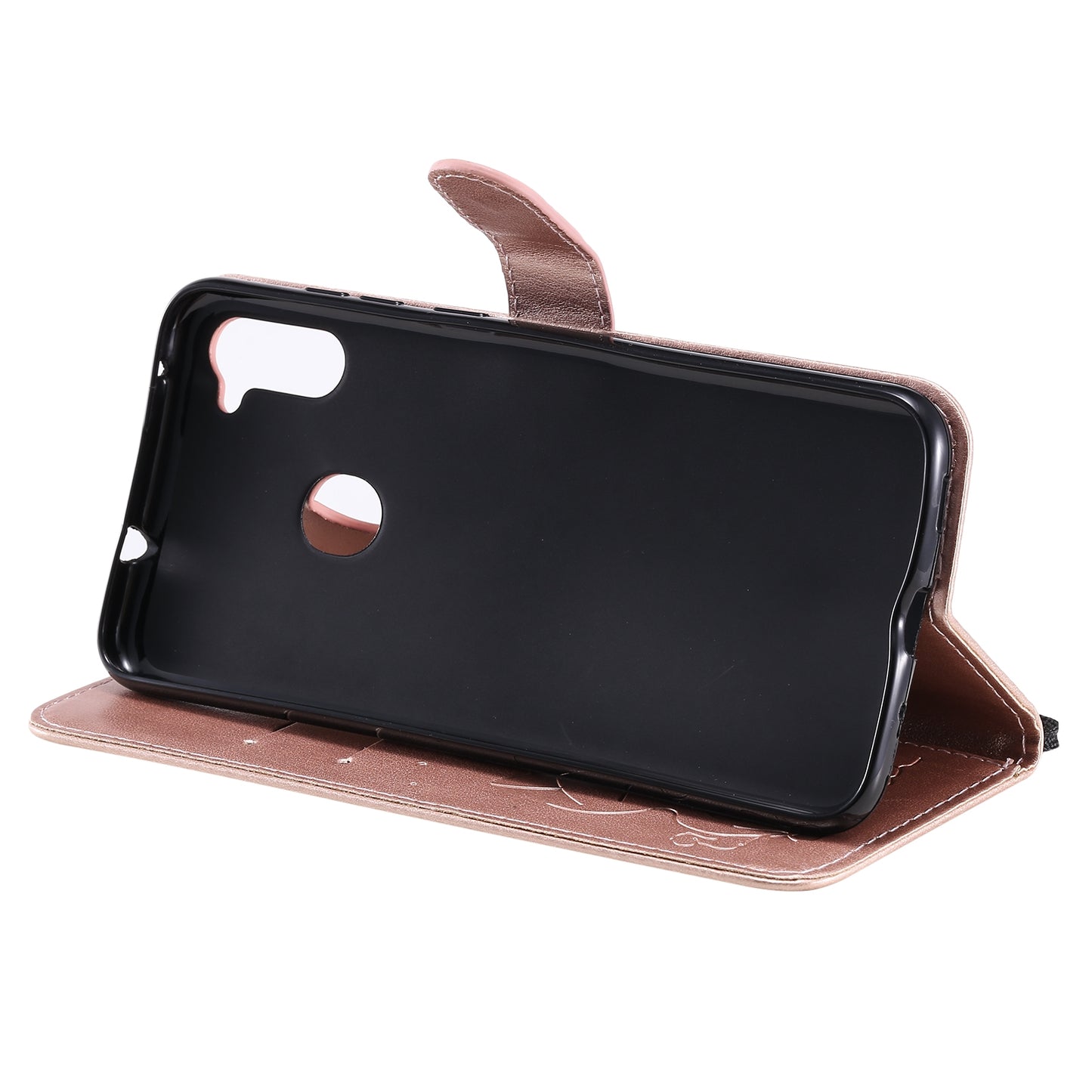 For Samsung Galaxy A11 Cat and Bee Embossed Flip Leather Phone Case Wallet Cover with Card Slots Cash Pocket Magnetic Stand Protective Shockproof TPU PU Leather Case with Wrist Strap