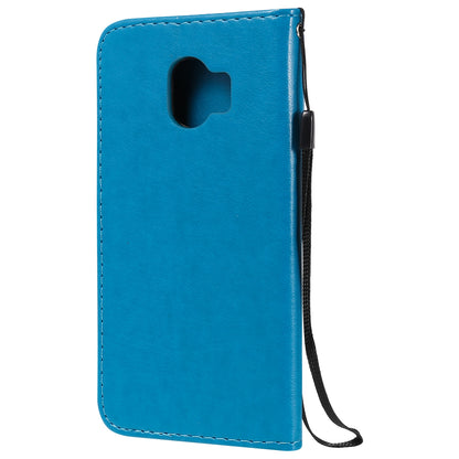 For Samsung Galaxy J2 Pro(2018) Cat and Bee Embossed Flip Leather Phone Case Wallet Cover with Card Slots Cash Pocket Magnetic Stand Protective Shockproof TPU PU Leather Case with Wrist Strap