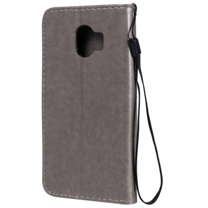 For Samsung Galaxy J2 Pro(2018) Cat and Bee Embossed Flip Leather Phone Case Wallet Cover with Card Slots Cash Pocket Magnetic Stand Protective Shockproof TPU PU Leather Case with Wrist Strap