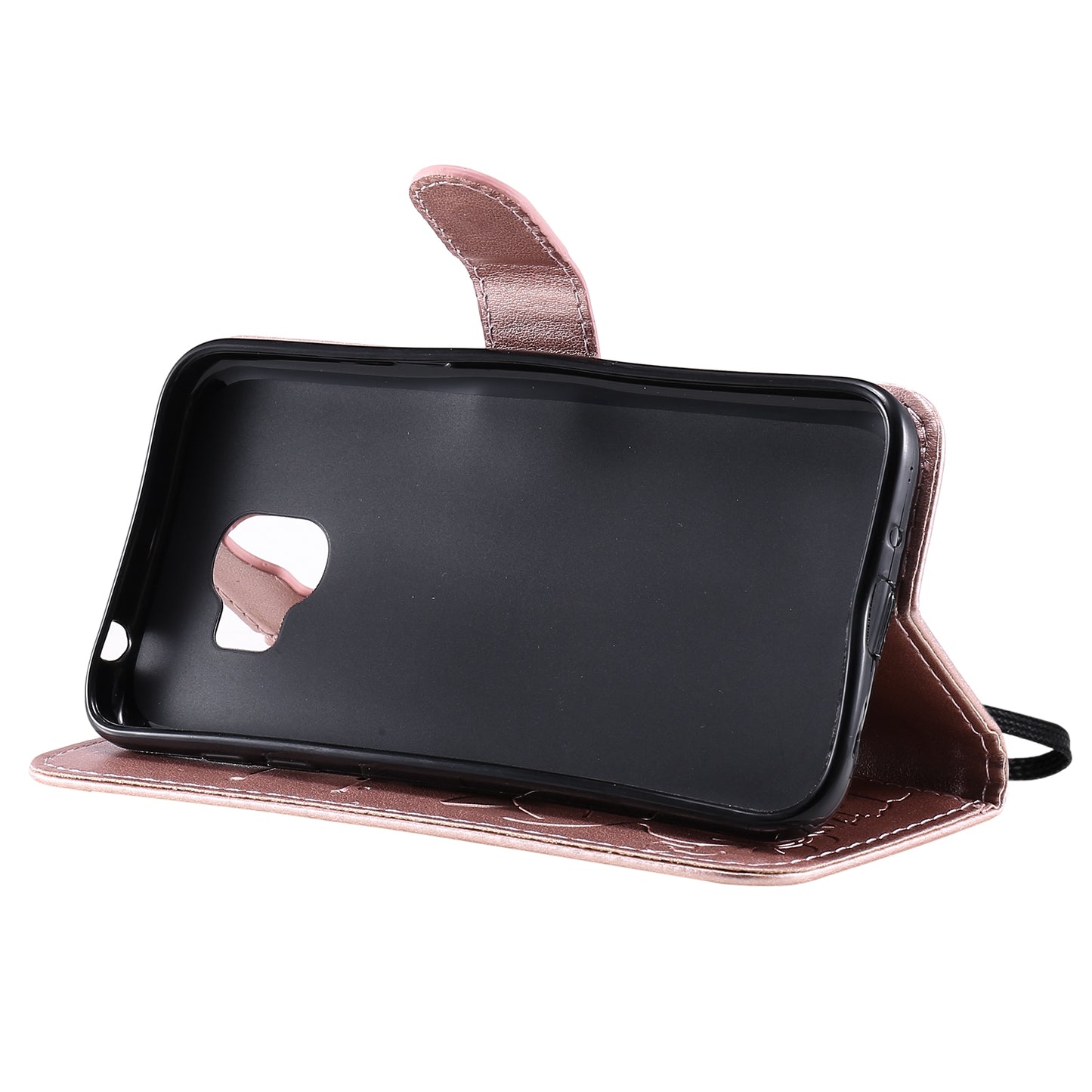 For Samsung Galaxy J2 Pro(2018) Cat and Bee Embossed Flip Leather Phone Case Wallet Cover with Card Slots Cash Pocket Magnetic Stand Protective Shockproof TPU PU Leather Case with Wrist Strap