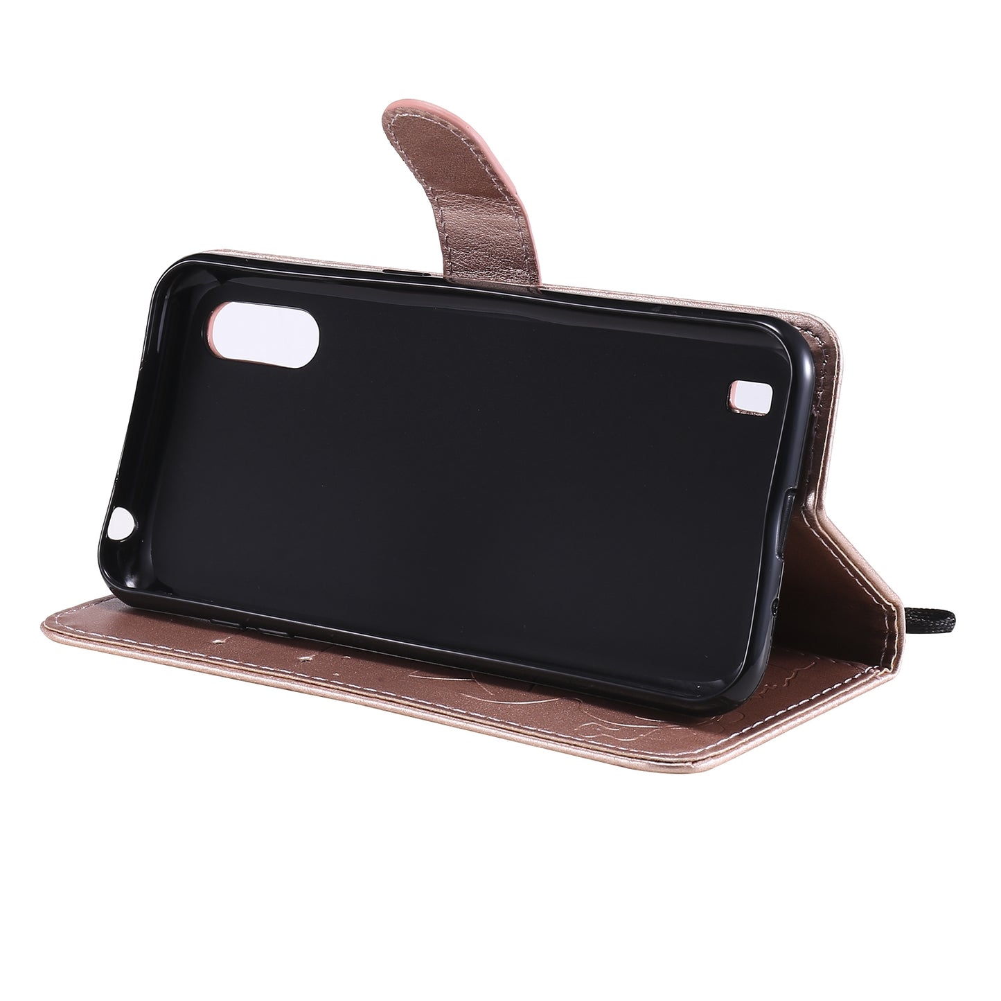 For Samsung Galaxy M01 Cat and Bee Embossed Flip Leather Phone Case Wallet Cover with Card Slots Cash Pocket Magnetic Stand Protective Shockproof TPU PU Leather Case with Wrist Strap
