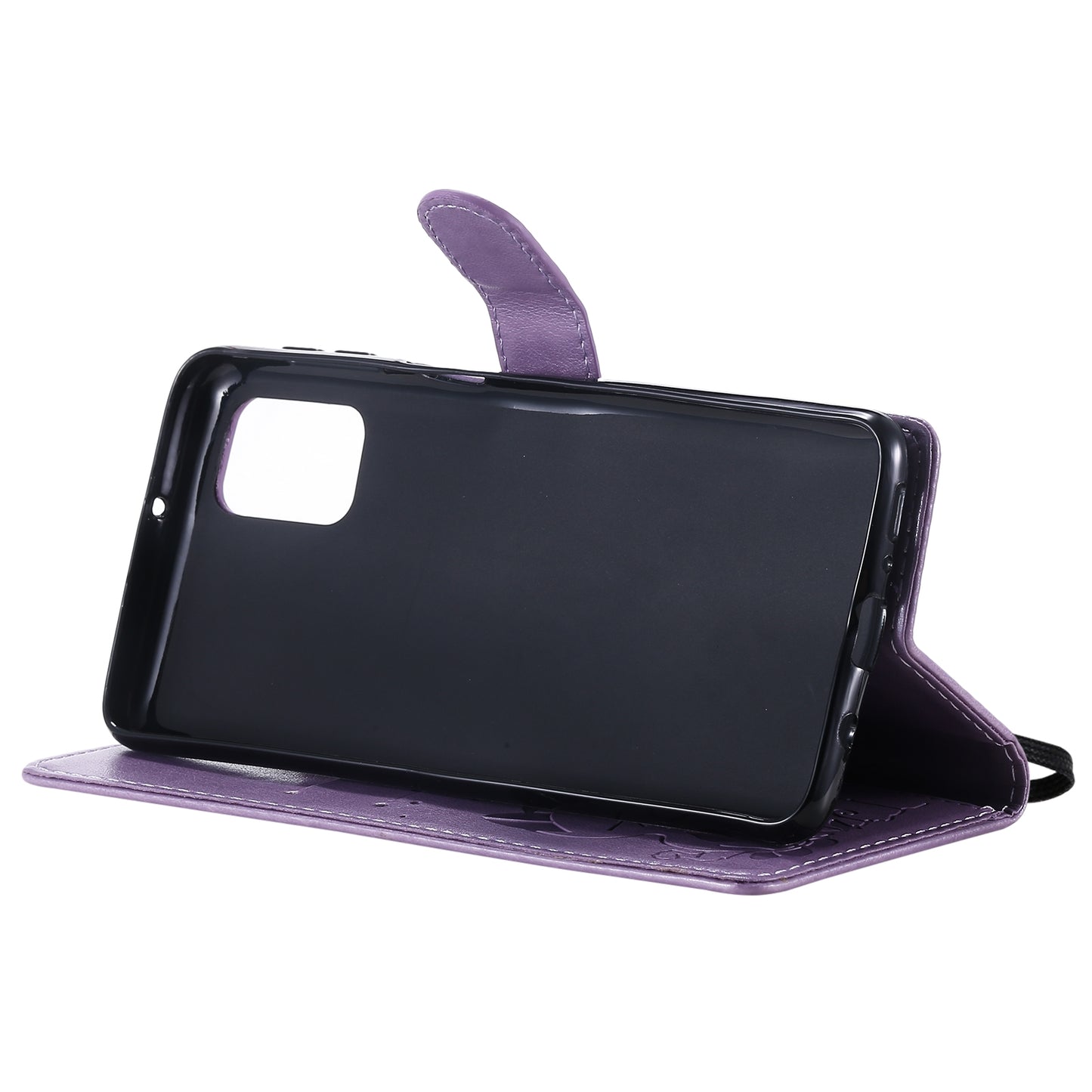 For Samsung Galaxy M31s Cat and Bee Embossed Flip Leather Phone Case Wallet Cover with Card Slots Cash Pocket Magnetic Stand Protective Shockproof TPU PU Leather Case with Wrist Strap