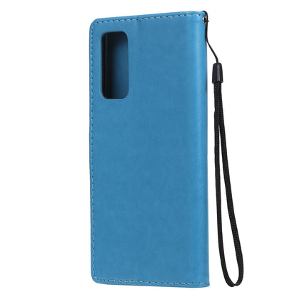 For Samsung Galaxy S20 FE Cat and Bee Embossed Flip Leather Phone Case Wallet Cover with Card Slots Cash Pocket Magnetic Stand Protective Shockproof TPU PU Leather Case with Wrist Strap