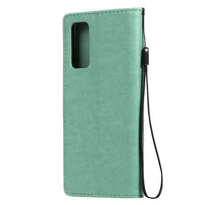 For Samsung Galaxy S20 FE Cat and Bee Embossed Flip Leather Phone Case Wallet Cover with Card Slots Cash Pocket Magnetic Stand Protective Shockproof TPU PU Leather Case with Wrist Strap