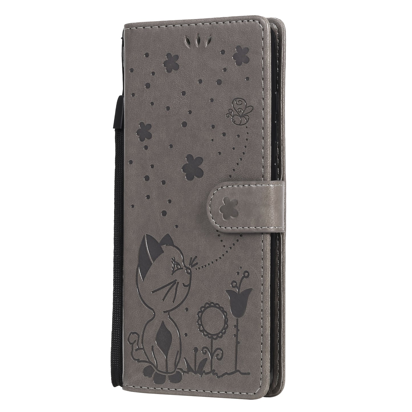 For Samsung Galaxy S20 FE Cat and Bee Embossed Flip Leather Phone Case Wallet Cover with Card Slots Cash Pocket Magnetic Stand Protective Shockproof TPU PU Leather Case with Wrist Strap
