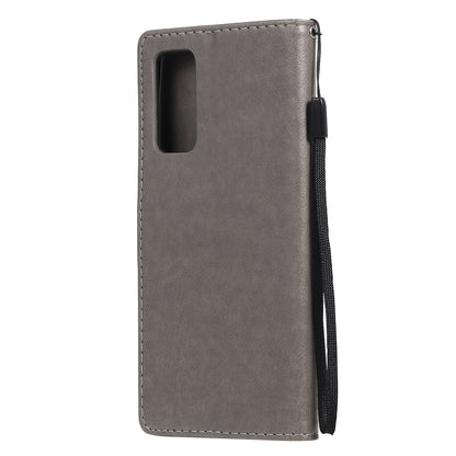For Samsung Galaxy S20 FE Cat and Bee Embossed Flip Leather Phone Case Wallet Cover with Card Slots Cash Pocket Magnetic Stand Protective Shockproof TPU PU Leather Case with Wrist Strap