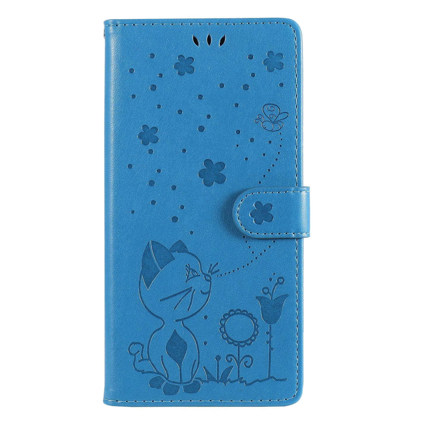 For Samsung Galaxy A42 5G Cat and Bee Embossed Flip Leather Phone Case Wallet Cover with Card Slots Cash Pocket Magnetic Stand Protective Shockproof TPU PU Leather Case with Wrist Strap