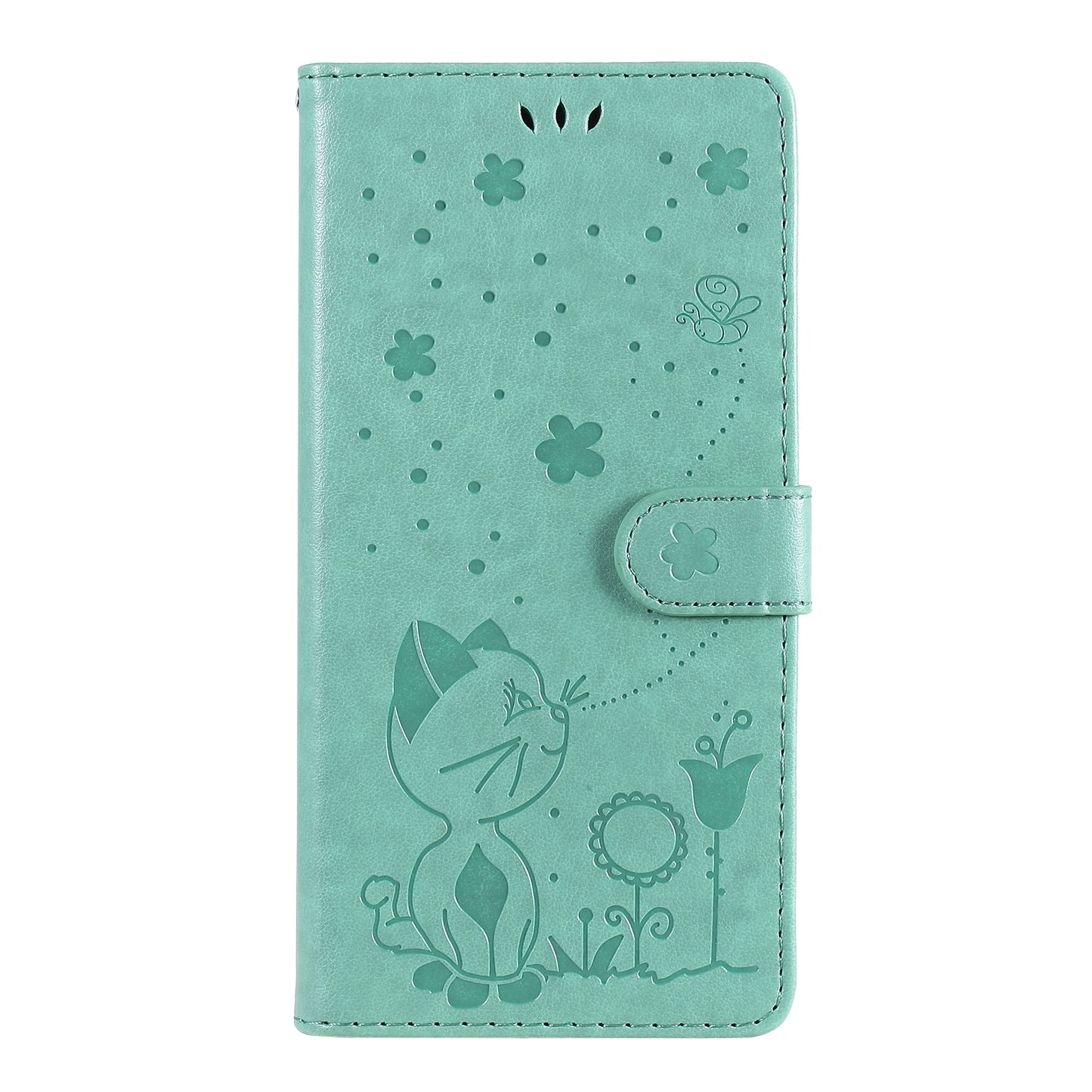 For Samsung Galaxy A42 5G Cat and Bee Embossed Flip Leather Phone Case Wallet Cover with Card Slots Cash Pocket Magnetic Stand Protective Shockproof TPU PU Leather Case with Wrist Strap
