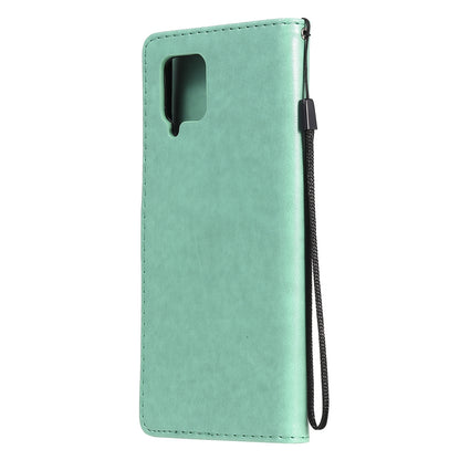 For Samsung Galaxy A42 5G Cat and Bee Embossed Flip Leather Phone Case Wallet Cover with Card Slots Cash Pocket Magnetic Stand Protective Shockproof TPU PU Leather Case with Wrist Strap