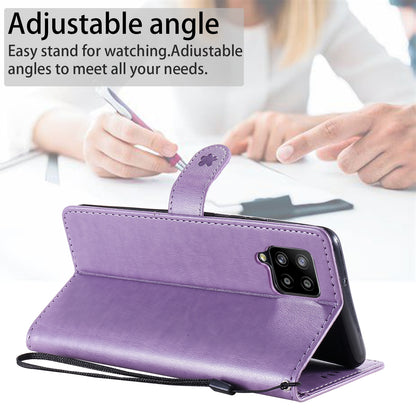 For Samsung Galaxy A42 5G Cat and Bee Embossed Flip Leather Phone Case Wallet Cover with Card Slots Cash Pocket Magnetic Stand Protective Shockproof TPU PU Leather Case with Wrist Strap