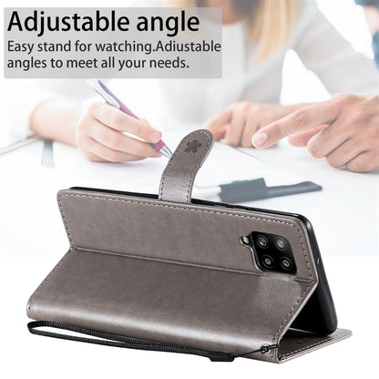 For Samsung Galaxy A42 5G Cat and Bee Embossed Flip Leather Phone Case Wallet Cover with Card Slots Cash Pocket Magnetic Stand Protective Shockproof TPU PU Leather Case with Wrist Strap
